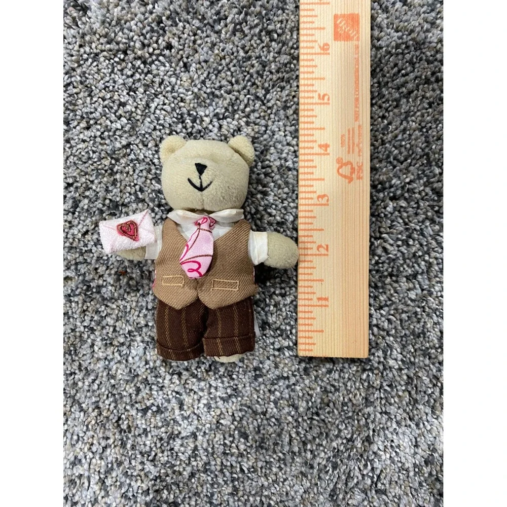 Starbucks Bearista‎ Bear 58th Edition Valentines Day Mini Plush Brown Vest Pink